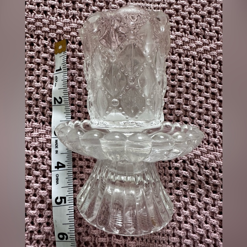 Vintage Party Lite Ruffled Crystal Candle Holder Party Light 2 Piece